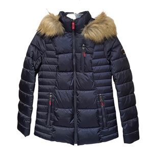 Nautica Water Resistant Faux Fur Trim Hooded Puffer Coat